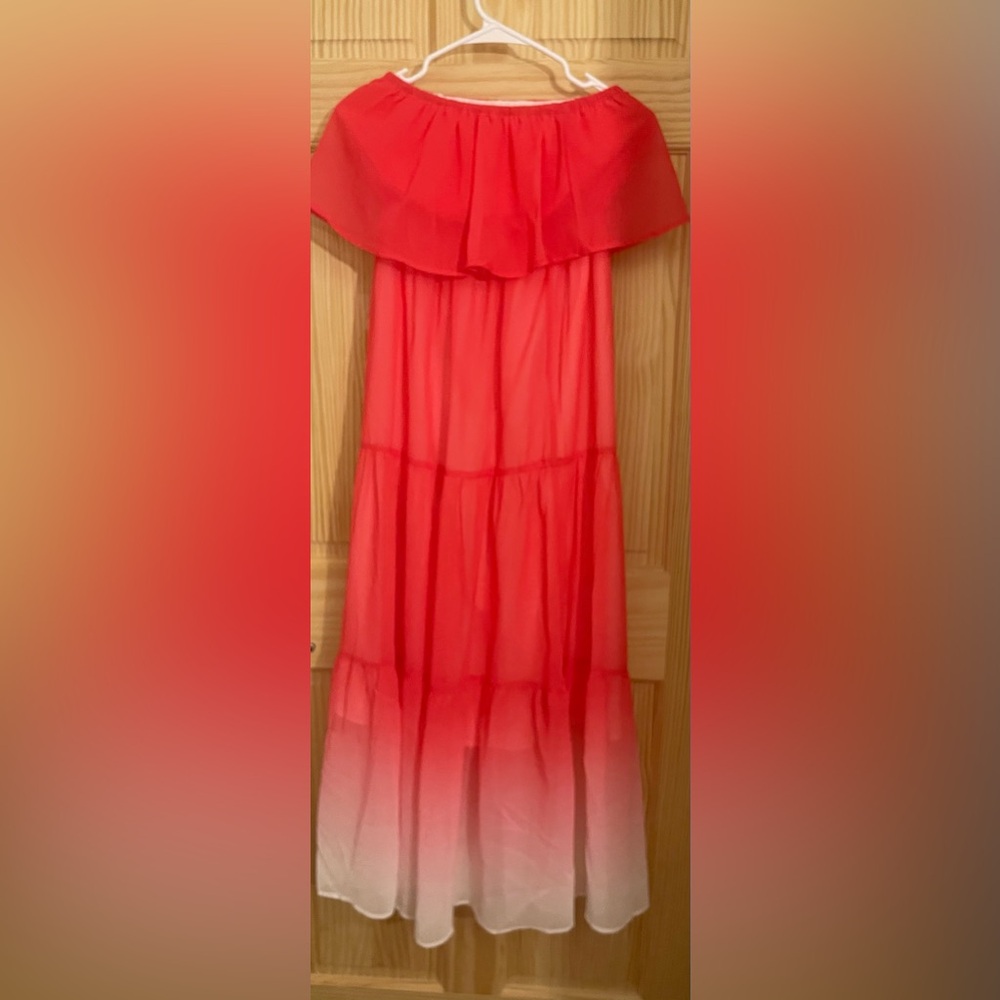 Red and White maxi women’s casual red dress - Picture 7 of 12